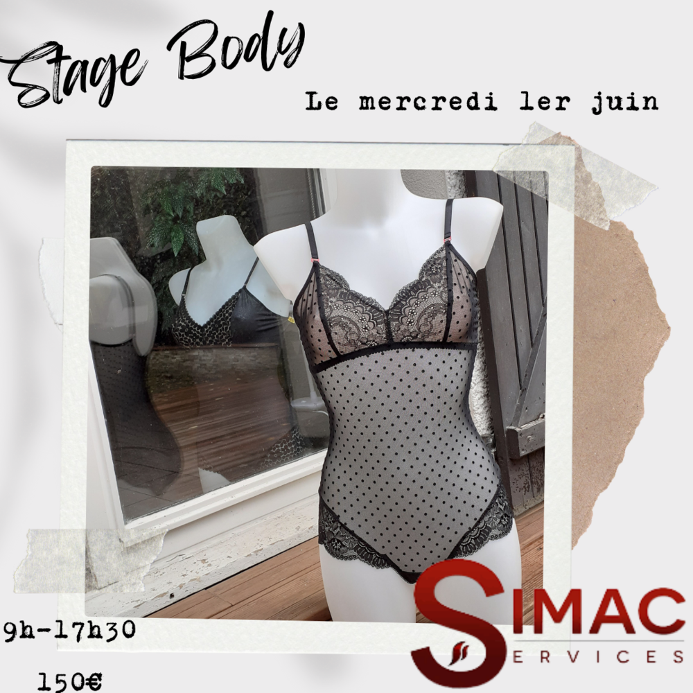 Modèle de body de l'atelier lingerie SIMAC Services en Juin 2022